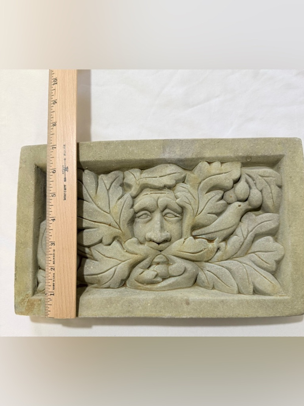 Greenman Wall Plaque Greenman With Birds Rectangular Greenman Plaque Concrete - Picture 3 of 5